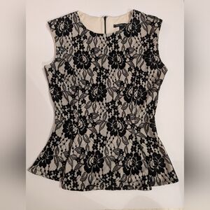 Mango Sleeveless Lace Peplum Top